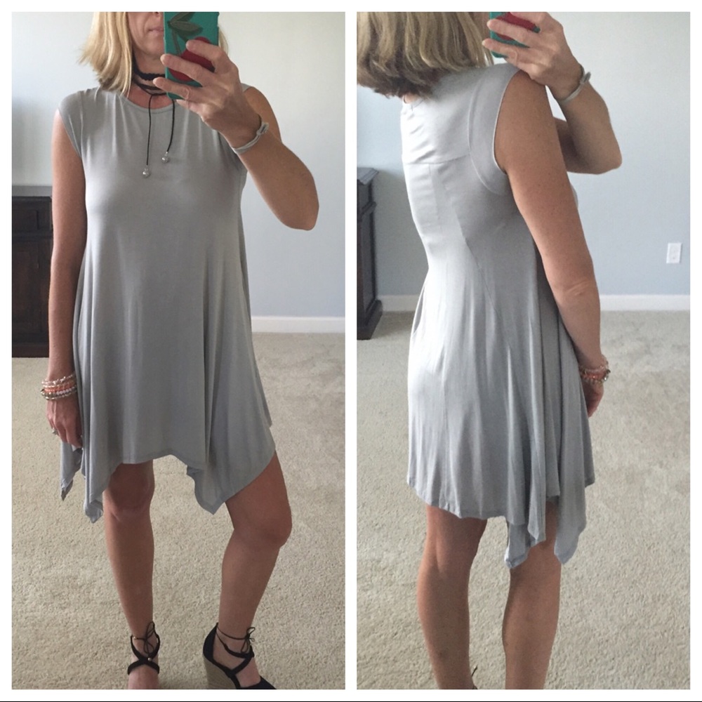 Grey Handkerchief Hemline Tunic/Dress - Picture 2 of 3